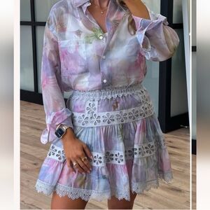 Sheer Floral Top And skirt